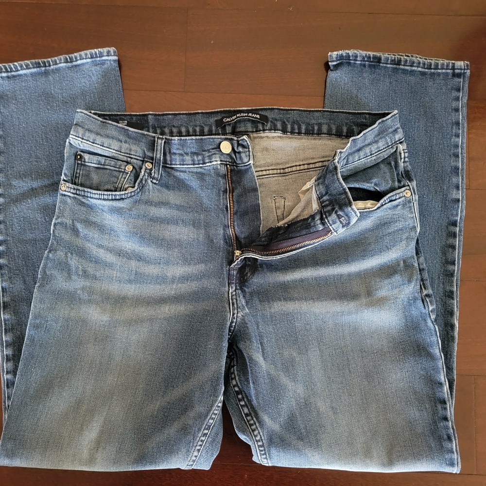 Calvin Klein Straight Men's Blue Jeans 36x31 Altered